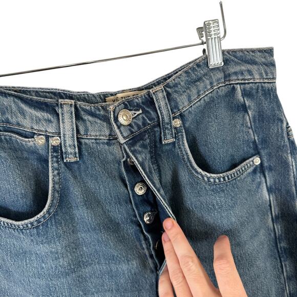 We the Free Truro Baggy Puddle Jeans Water Stoned Blue Button Fly Boho Womens 29 - Picture 5 of 10